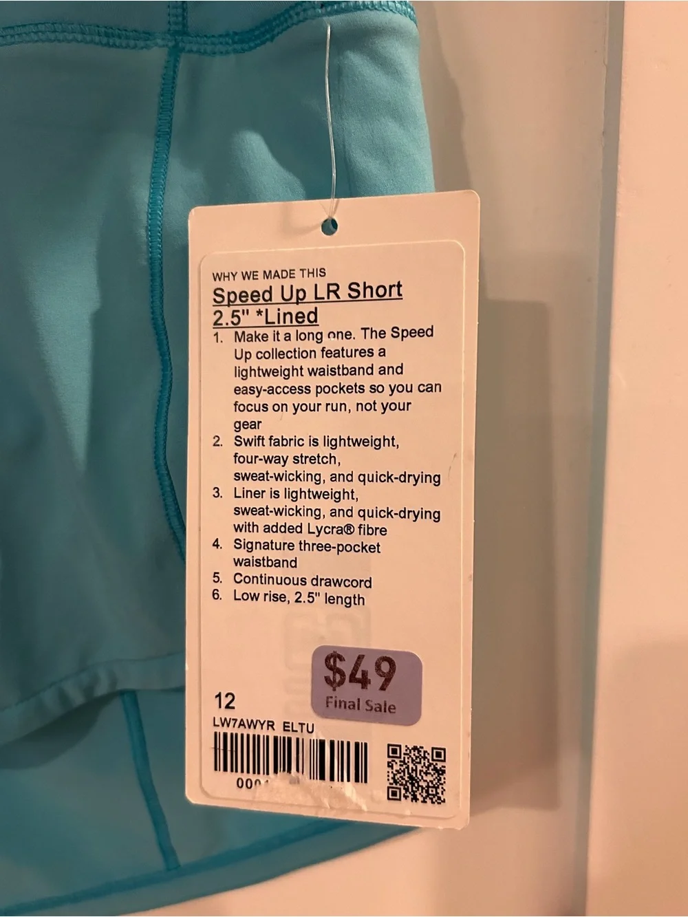 lululemon athletica Teal Blue Athletic Shorts with Wide Waistband